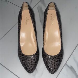 Cole Haan Women's Platform Dark Grey Snake Skin Pumps